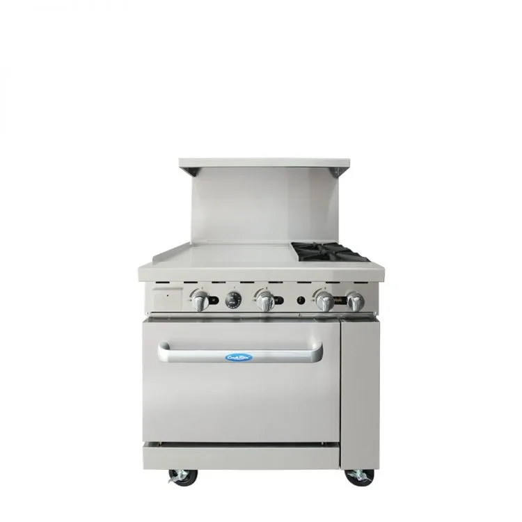 Atosa 36″ Gas Range with 24″ Griddle & Two (2) Open Burners