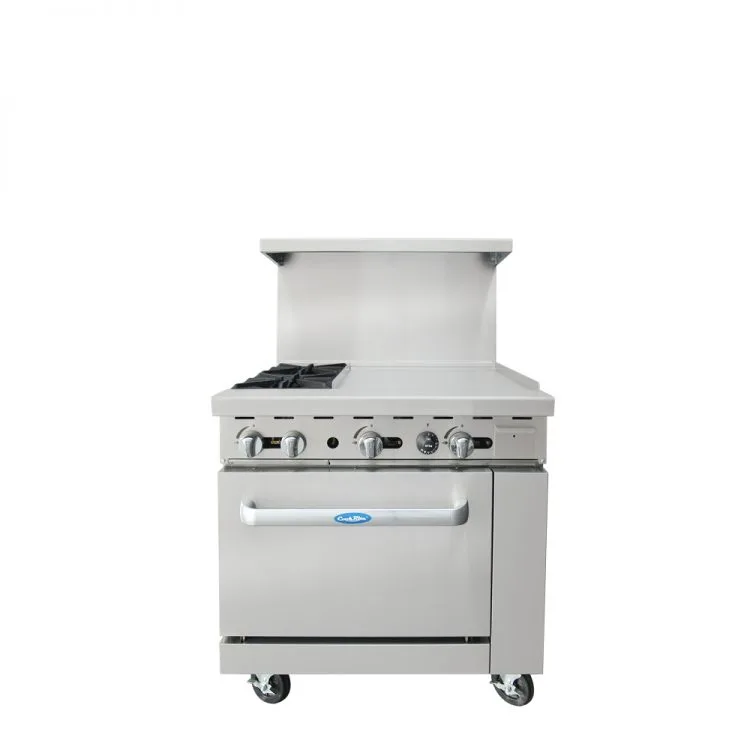 Atosa 36″ Gas Range with Two (2) Open Burners & 24″ Griddle
