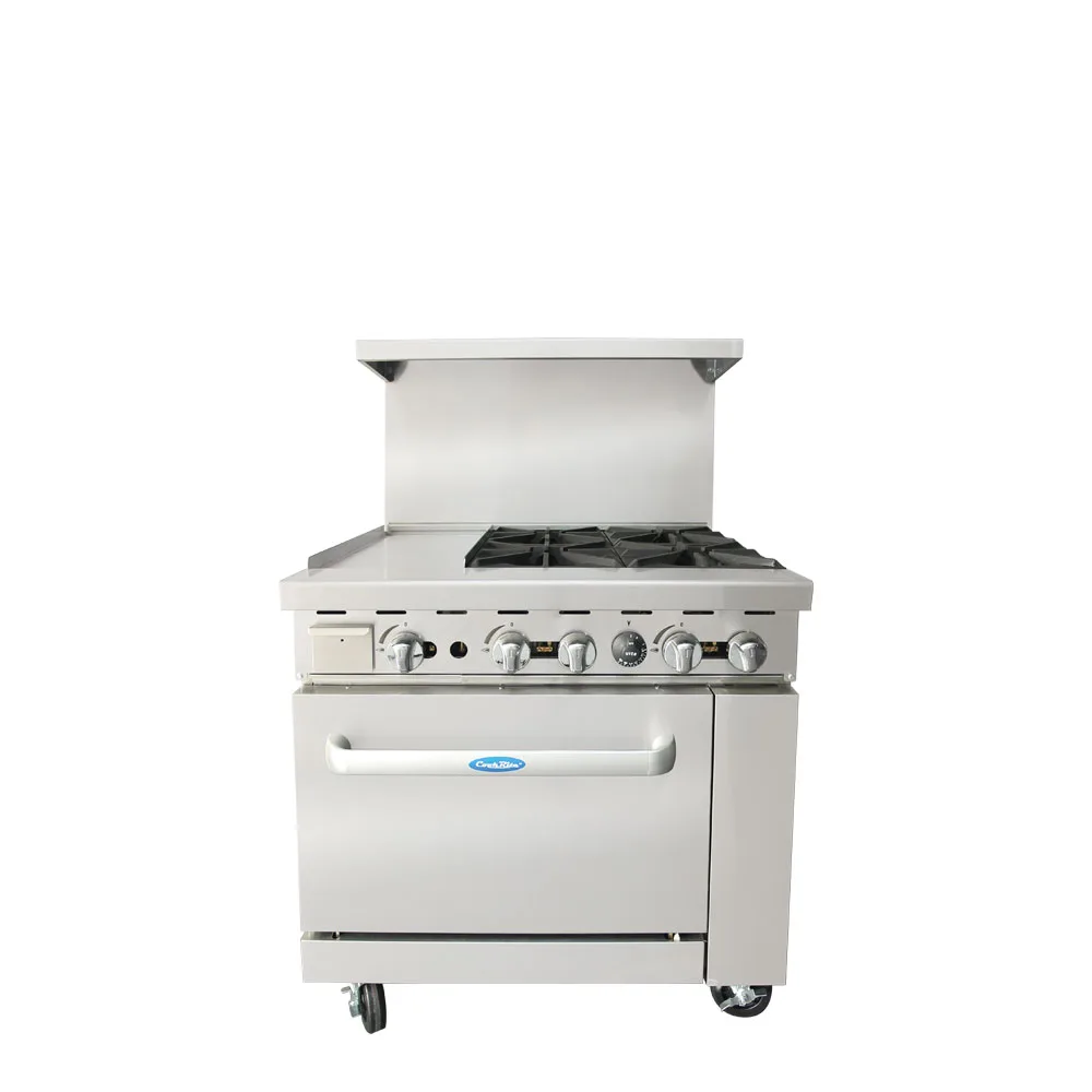 Atosa 36″ Gas Range with Four (4) Open Burners & 12″ Griddle