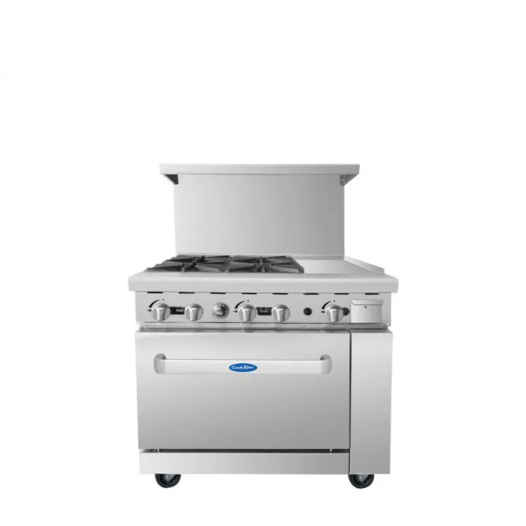 Atosa 36″ Gas Range with Four (4) Open Burners & 12″ Griddle