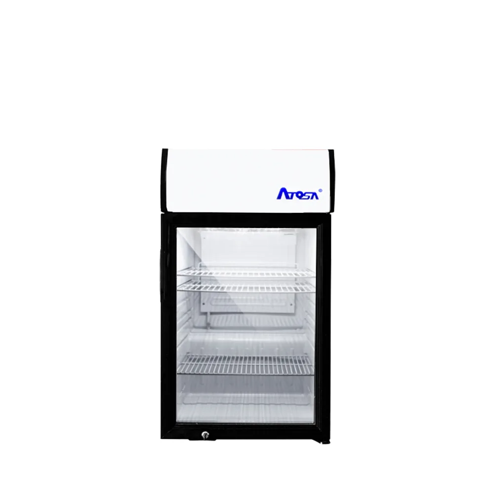 Atosa Countertop Glass Door Merchandiser Cooler with Lighted Header (4.6 cu ft)