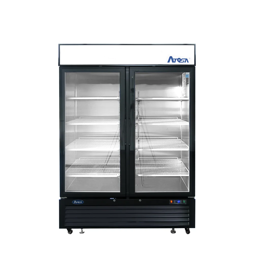 Atosa Black Cabinet Two (2) Glass Door Merchandiser Cooler