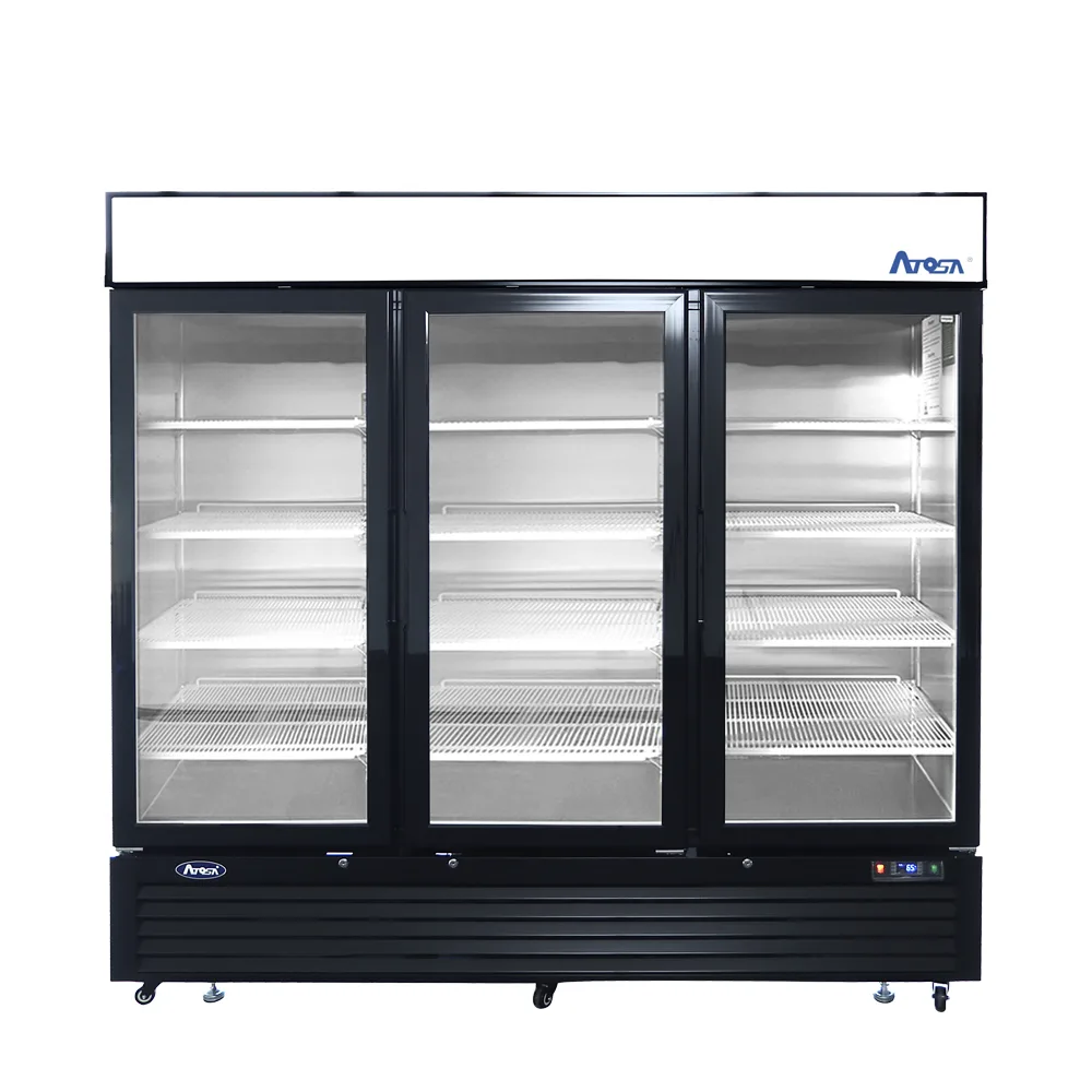 Atosa Black Cabinet Three (3) Glass Door Merchandiser Cooler