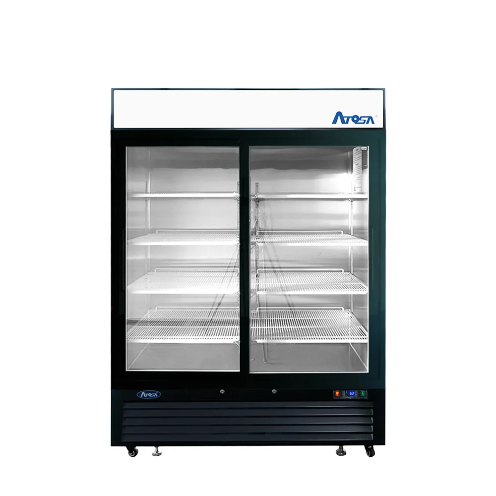 Atosa Black Cabinet Two (2) Sliding Glass Door Merchandiser Cooler