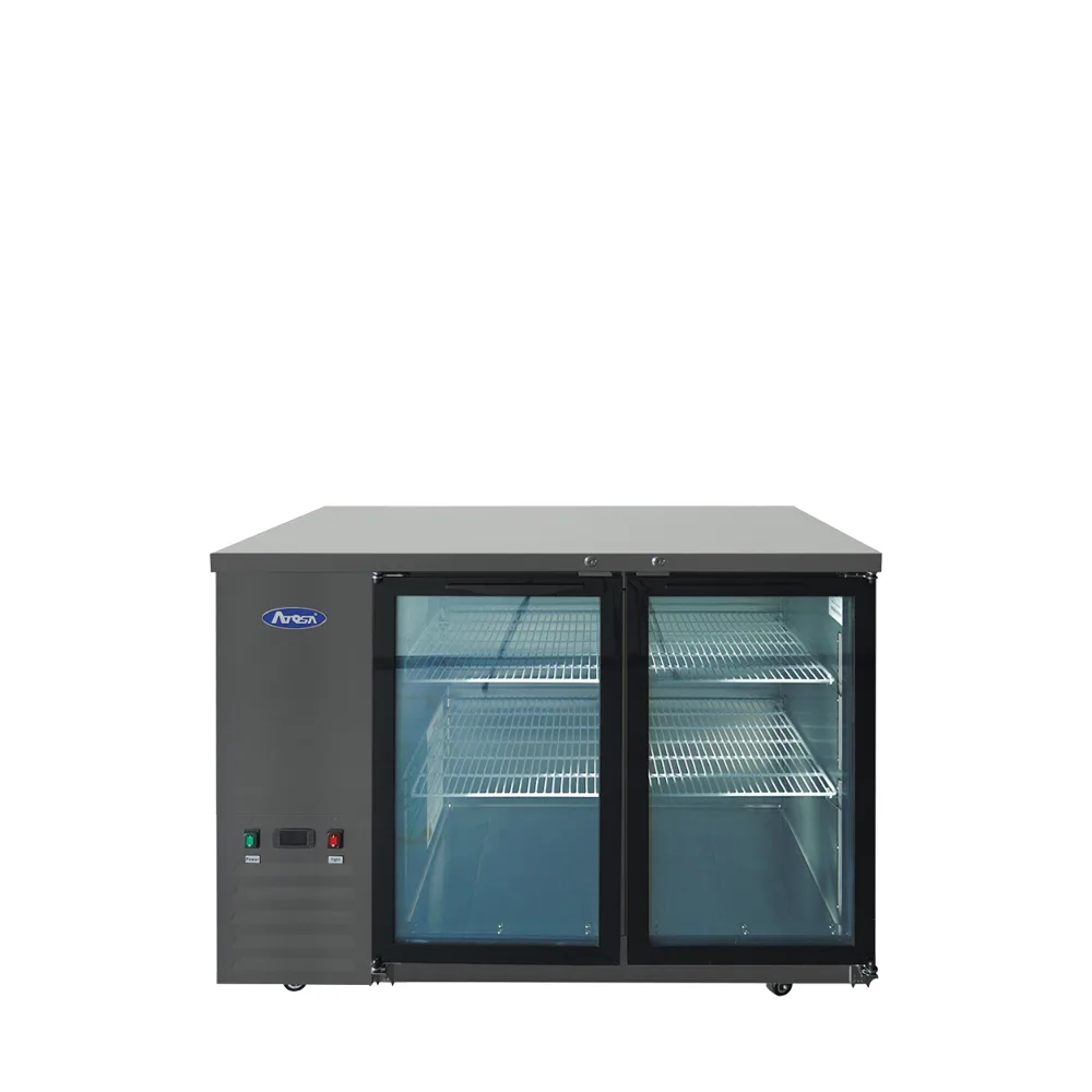 Atosa 48″ Black Shallow Depth Back Bar Cooler with Glass Doors