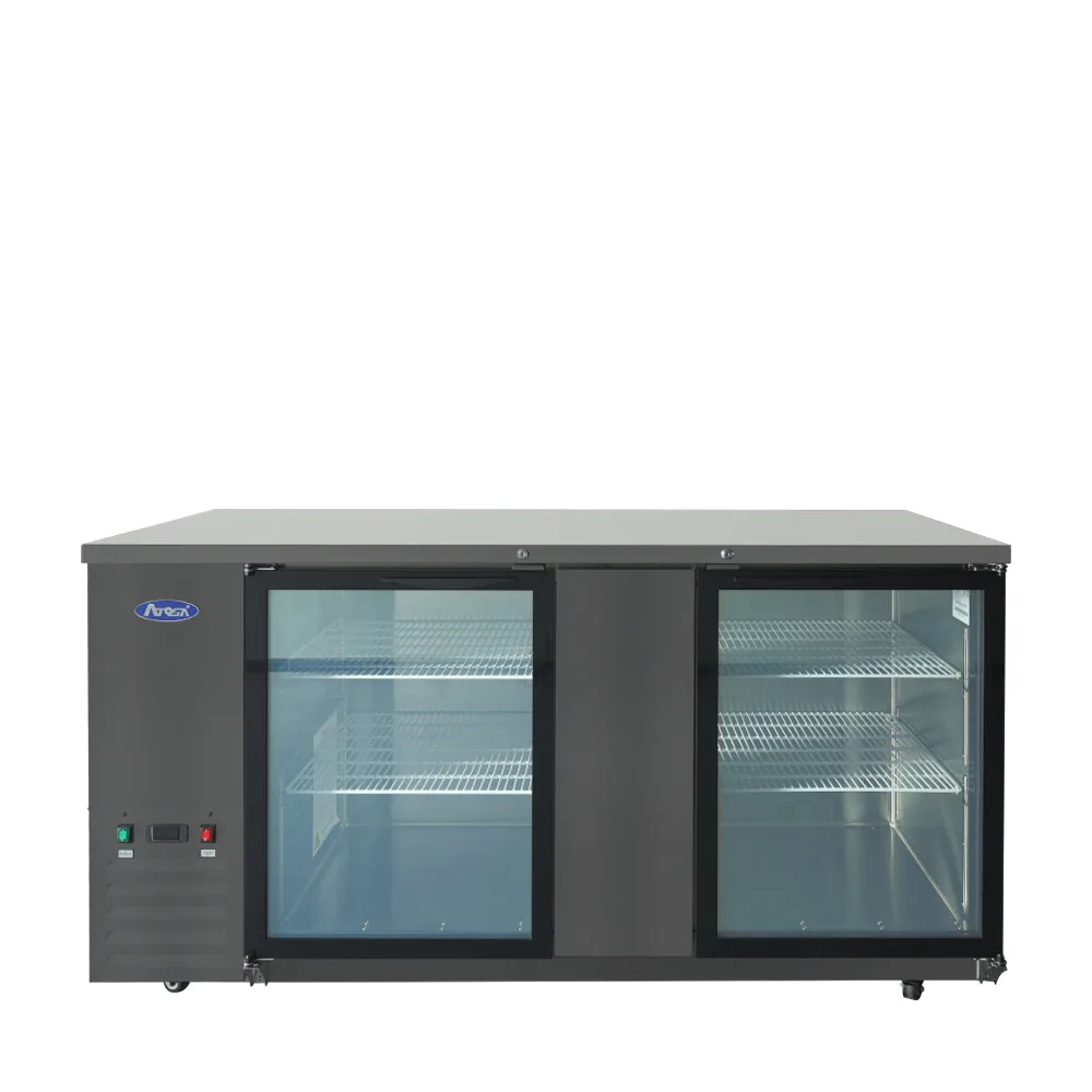 Atosa 69″ Black Shallow Depth Back Bar Cooler with Glass Doors
