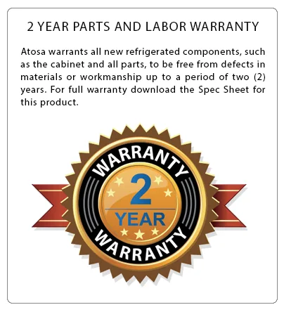 Atosa Top Mount One (1) Door Reach-in Refrigerator warranty